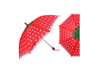 Strawberry Handle Cute Kids Umbrella ,  Mini Umbrella For Kids Manual Open Close supplier