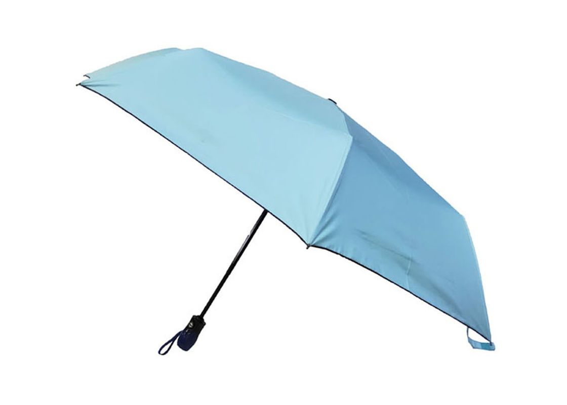 97cm Compact Travel Umbrella Black Coated Uv Proof  190t Pongee Plastic Tips supplier