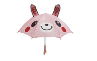 Pink Color 3d Design  Cute Kids Umbrella With Safety Caps  10mm Metal Shaft Frame supplier