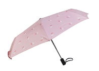 Pink Compact Travel Umbrella , Travel Sun Umbrella Rubber Caoted Handle supplier
