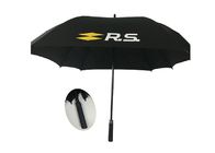 Black Printed Golf Umbrellas Square Shape Fiberglass Ribs Rubber Handle supplier