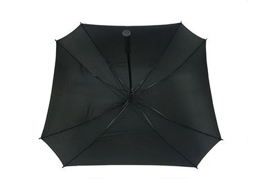 Black Printed Golf Umbrellas Square Shape Fiberglass Ribs Rubber Handle supplier