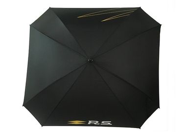 Black Printed Golf Umbrellas Square Shape Fiberglass Ribs Rubber Handle supplier