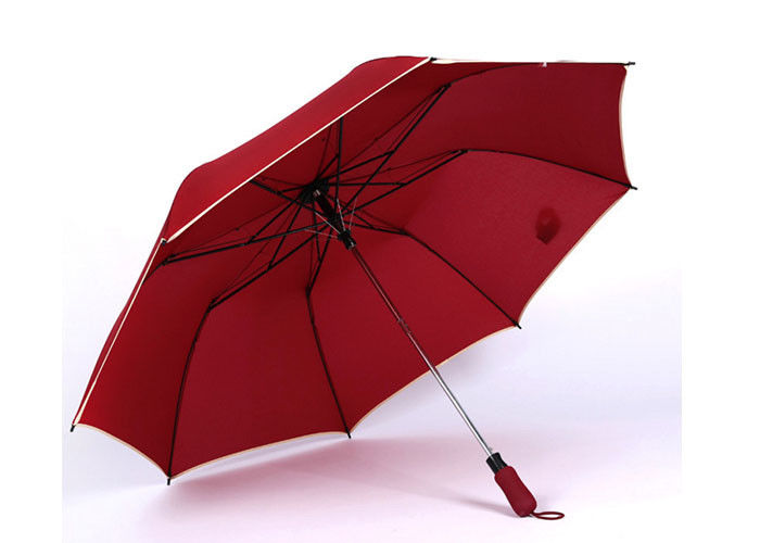 Auto Open Folding Golf Umbrella J Shape Handle Polyester / Pongee Fabric supplier