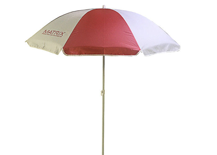 Customized Logo Design Portable Beach Umbrella 3.00mm Ribs Polyester Fabric supplier