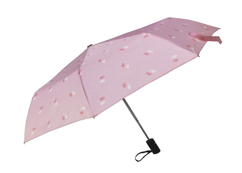 Pink Compact Travel Umbrella , Travel Sun Umbrella Rubber Caoted Handle supplier