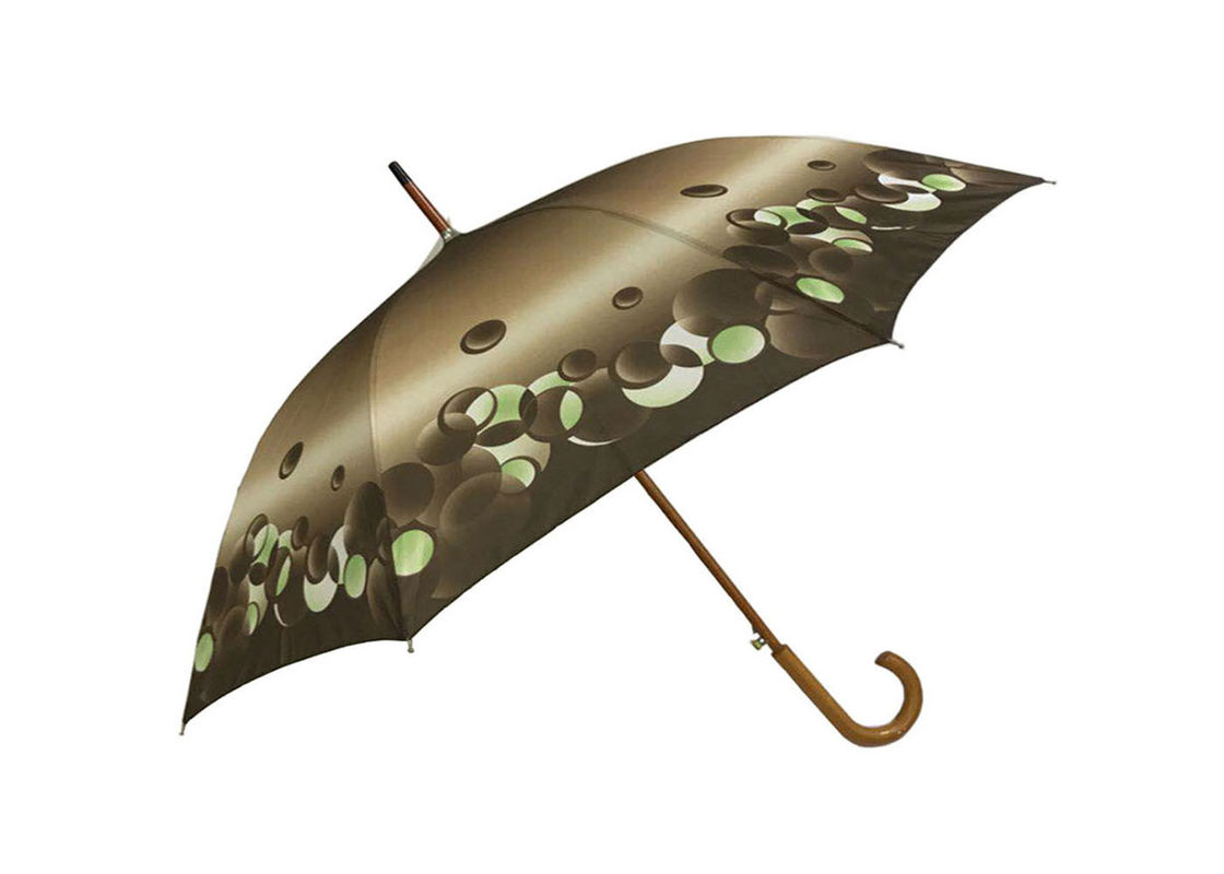 8 Panels  Polyester  Wooden Stick Umbrella Uv Protective Pongee Floral Design supplier