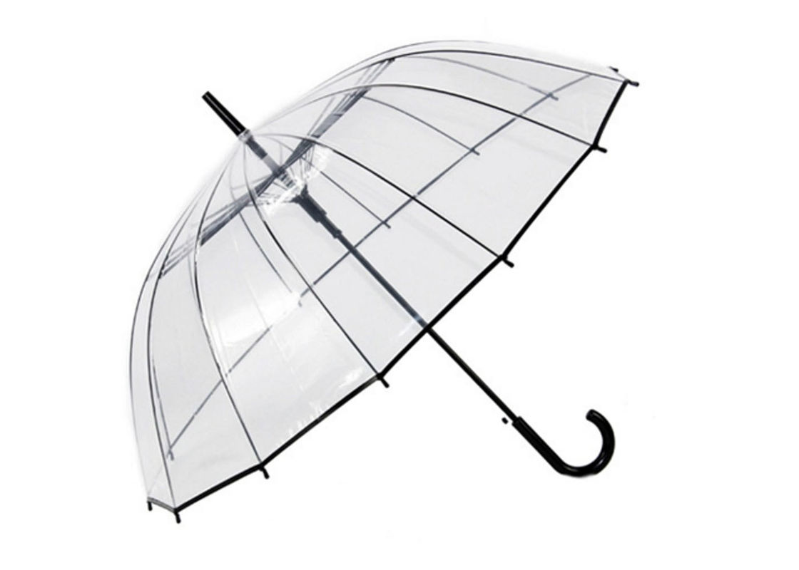 Long Handle Clear Dome Shaped Umbrella High Strength Flexibility Windproof supplier