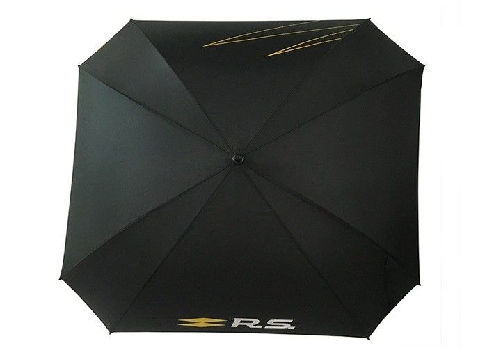 Schwarzes druckte Golf-Regenschirm-quadratische Form-Fiberglas-Rippen-Gummigriff fournisseur